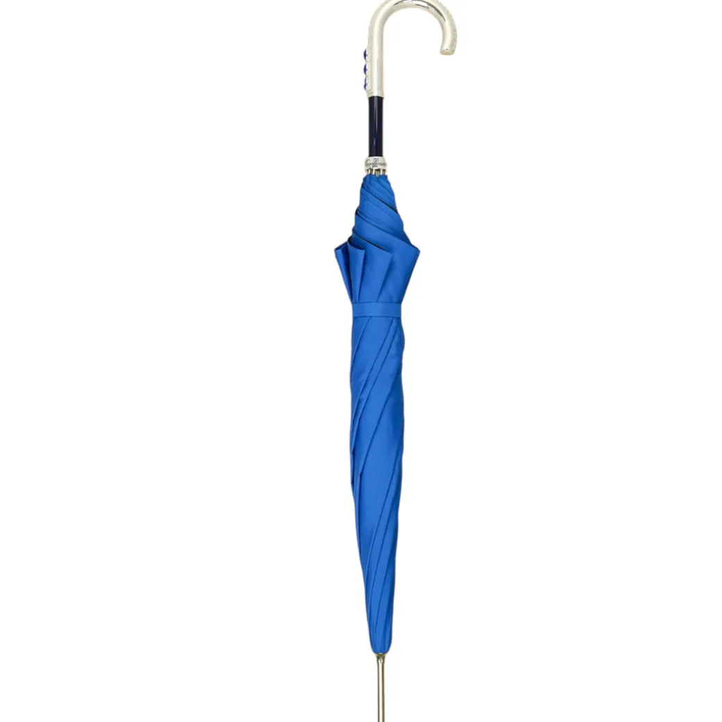 Royal Blue Umbrella with Shimmering Crystal Accents for Luxurious Styl