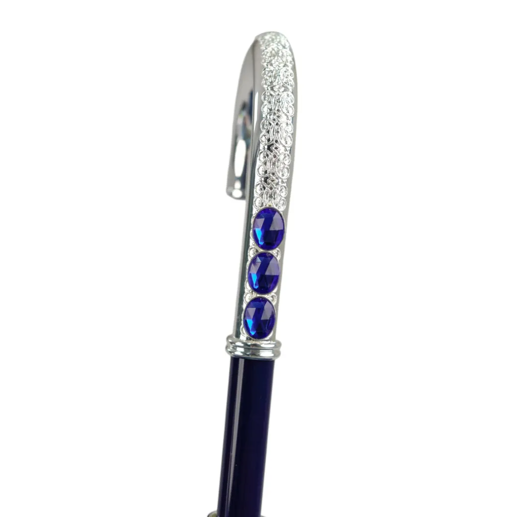 Royal Blue Umbrella with Shimmering Crystal Accents for Luxurious Styl