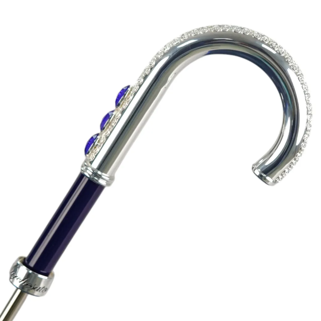 Royal Blue Umbrella with Shimmering Crystal Accents for Luxurious Styl