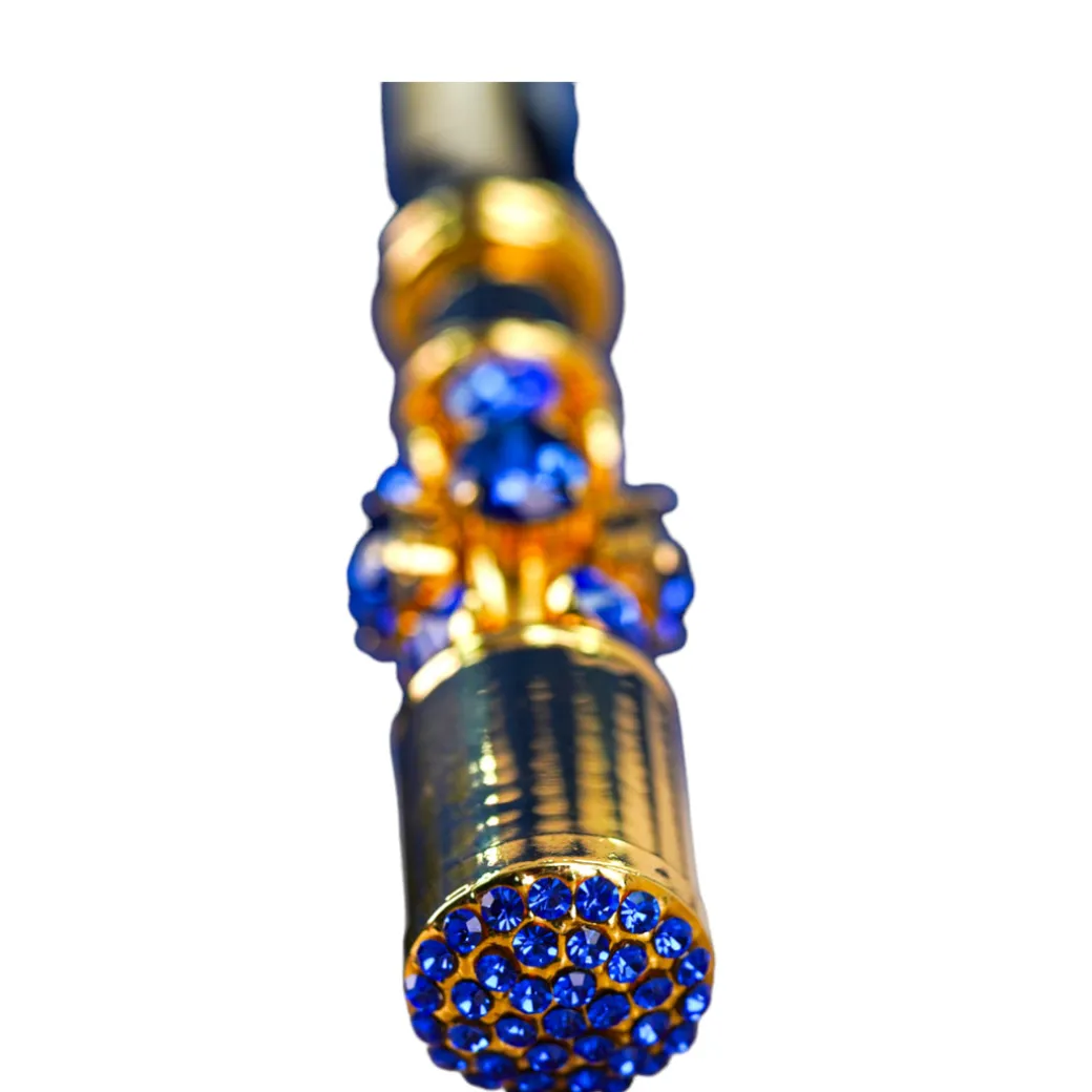 Sapphire Splendor: Handcrafted Electric Blue Umbrella with Crystal Han