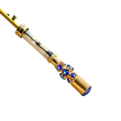 Sapphire Splendor: Handcrafted Electric Blue Umbrella with Crystal Han