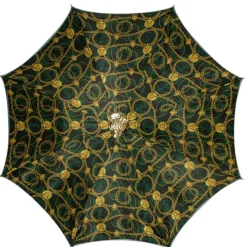 Savannah Majesty: Green Umbrella with Striking Leopard Handle