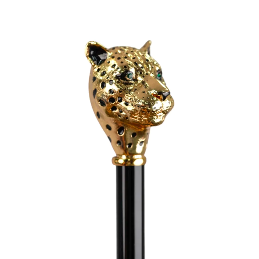 Savannah Majesty: Green Umbrella with Striking Leopard Handle