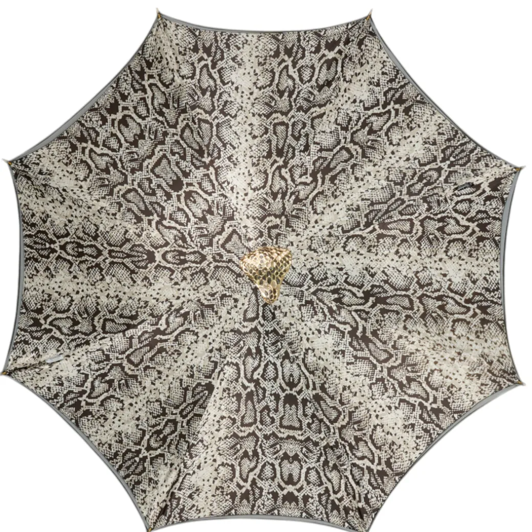 Snake Charmer: il Marchesato Umbrella with Cobra Handle in Gold