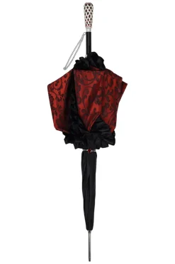 Special Edition Umbrella Featuring Black Ruffles and Silver-Plated Acc