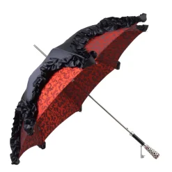 Special Edition Umbrella Featuring Black Ruffles and Silver-Plated Acc