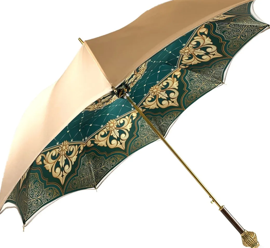 Splendido Ombrello Color Crema Con Doppio Tessuto
