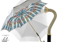 Splendido ombrello grigio con design di anemoni "35fili"