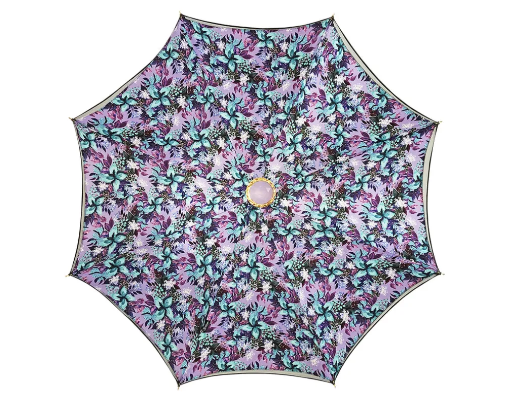 Splendido ombrello grigio con viola chiaro all'interno