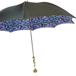 Splendido ombrello grigio con viola chiaro all'interno