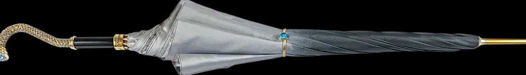 Splendido ombrello grigio con design di anemoni "35fili"