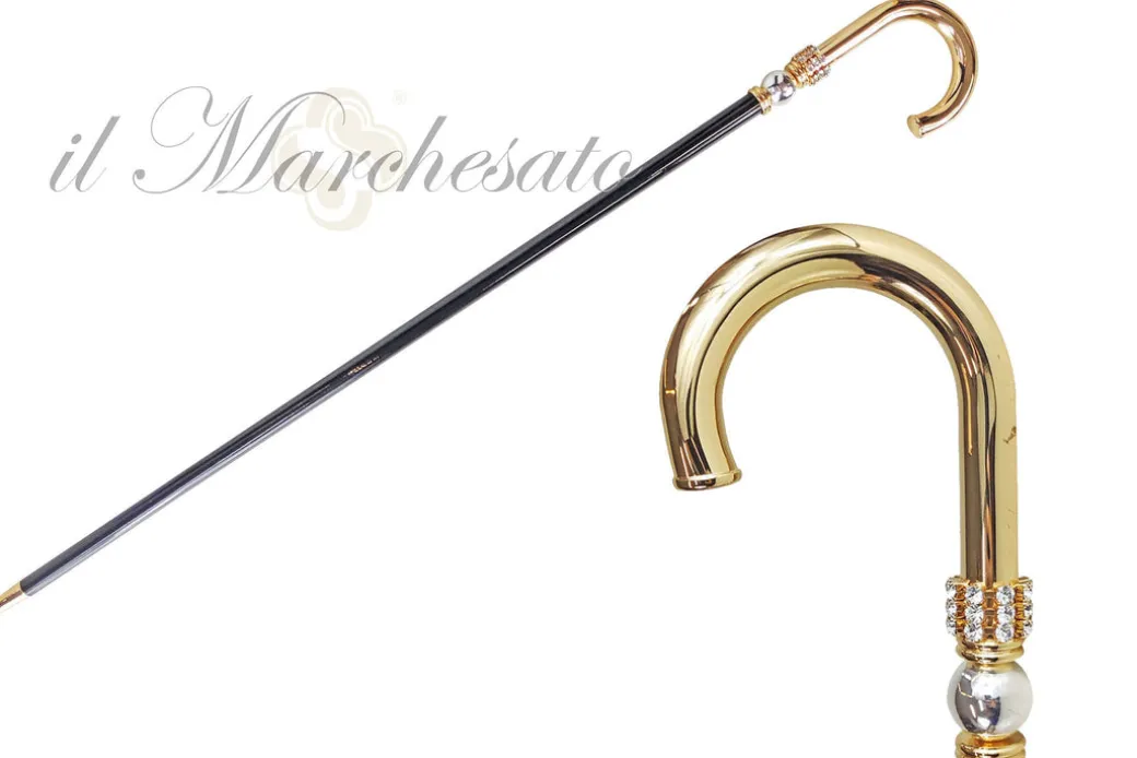 Stick a piedi per l'uomo in ottone - 24k Gold placcati con sfera argentata