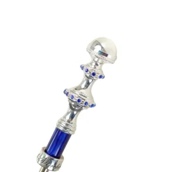 Stylish Grey & Blue Jacquard Umbrella - Silverplated handle
