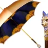 Umbrella with Hand-Painted Golden Wolf