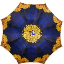 Umbrella with Hand-Painted Golden Wolf