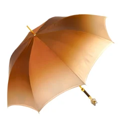 Umbrella with Hand-Painted Golden Wolf