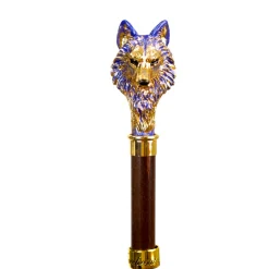 Umbrella with Hand-Painted Golden Wolf