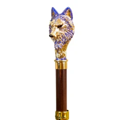 Umbrella with Hand-Painted Golden Wolf