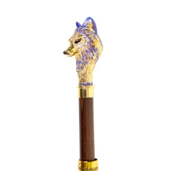 Umbrella with Hand-Painted Golden Wolf