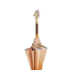 Umbrella with Hand-Painted Golden Wolf