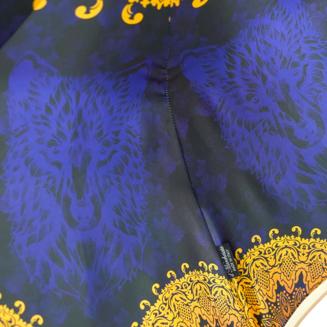 Umbrella with Hand-Painted Golden Wolf